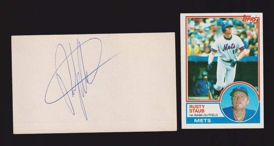 Rusty Staub ( Debut 1963 ) HOU MONT NYM DET  SIGNED AUTOGRAPH AUTO 3x5 INDEX COA - Image 1 of 1