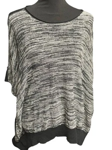 Poncho suéter Eileen Fisher para mujer OS talla única negro blanco lino orgánico - Imagen 1 de 9