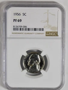 1956 Jefferson Nickel BIG GRADE NGC Gem Proof 69 - Picture 1 of 2