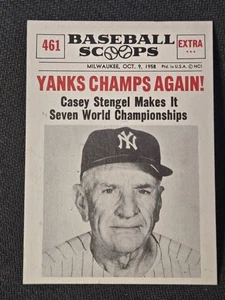 1961 Nu-Card Baseball Scoops #461 Yanks Champs Again Casey Stengel - Imagen 1 de 2