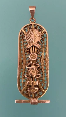 Colgante jeroglífico vintage de oro de 12k cartucho egipcio de doble cara 7,3 gramos Foto 1 de 4