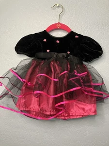 Neu 24 Monate Kleinkind Mädchen rosa & schwarz Partykleid - Bild 1 von 6