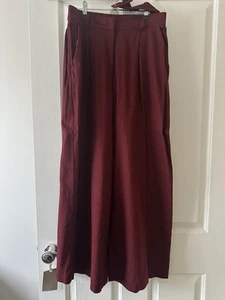 Sportsgirl Size 10 Wide Leg Linen Blend Pants Elastic Waist Pockets - Picture 1 of 7