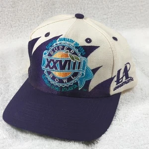 Vintage Super Bowl XXVIII 1994 Logo Athletic Shark Tooth Snapback Hat Purple - Picture 1 of 12