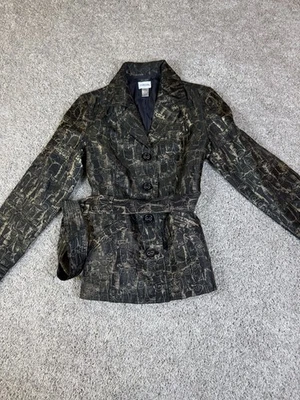 Chico’s Black/ Gold Modernist Owl Print Blazer Woman’s Size 0 Jacket - Image 1 of 4