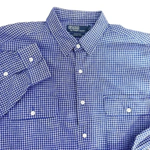 Polo Ralph Lauren Benford Men XL Gingham Check Button Down Shirt Flap Pocket - Picture 1 of 10