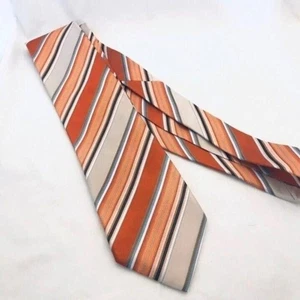 #1586 VTG Geoffrey Beene Orange striped necktie - Picture 1 of 4