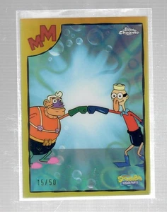 2025 Topps Chrome SpongeBob Gold Refractor 15/50 Mermaidman Barnacleboy Unite MM - Picture 1 of 2
