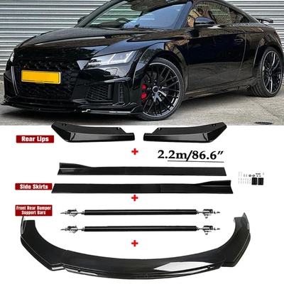 Front Bumper Lip Spoiler + Side Skirts + Rear Lip For Audi TTS Quattro Coupe - Image 1 of 4