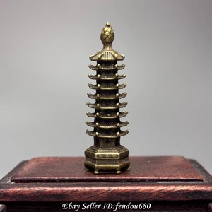 49mm Buddhism Temple Pure Copper Bronze Tower Stupa Pagoda Statue T399 - Picture 1 of 7