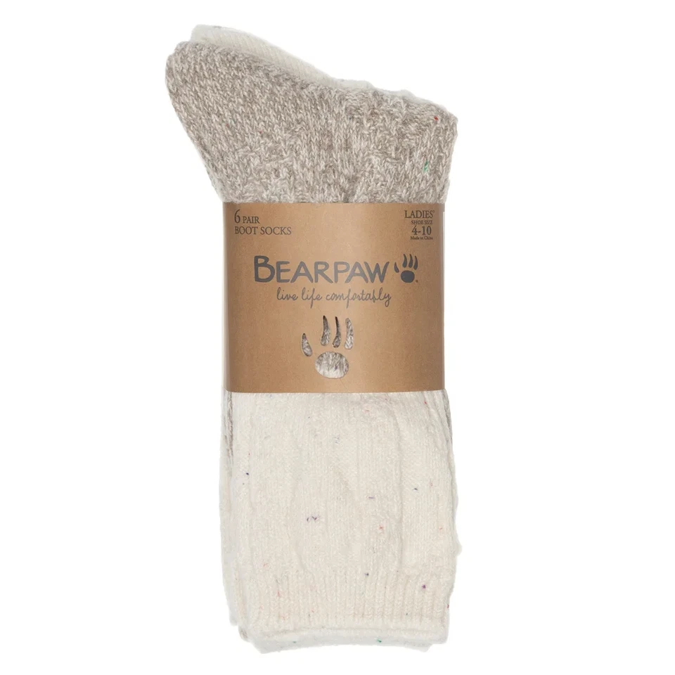 Calcetín bota mujer BEARPAW, 6 pares, marfil, se adapta a la talla de zapato 4-10 envío gratuito Foto 1 de 1