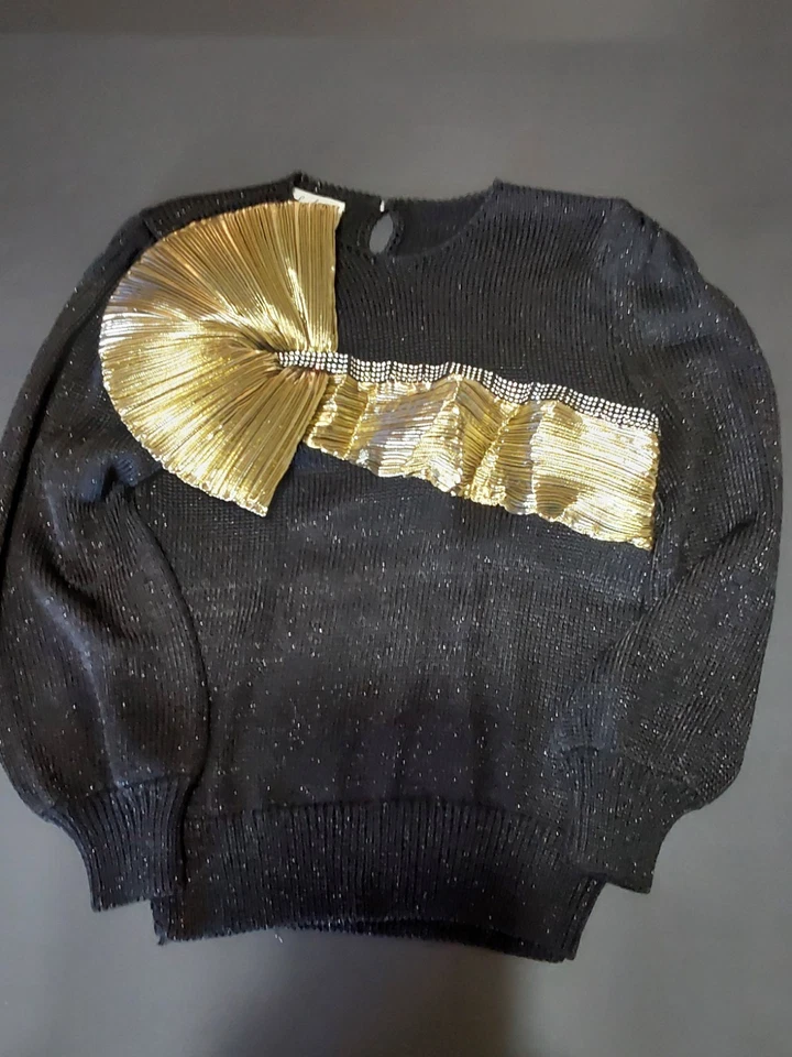 LIDO NEW YORK WOMEN'S MEDIUM SWEATER BLACK SEQUIN - Image 1 of 4