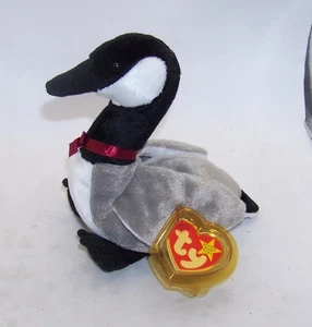 TY BEANIE BABY 1998 LOOSY THE GOOSE BEAN BAG PLUSH WITH TAG & PROTECTOR - Picture 1 of 3
