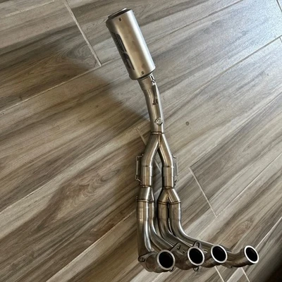 Tubo cabeçalho prata pontas de escape sistema completo para Yamaha YZF R6 2006-2020 - Imagem 1 de 4