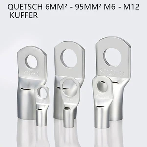 Ringkabelschuhe unisoliert Quetsch 6mm² - 95mm² M6 - M12 Kupfer Rohrkabelschuhe - Picture 1 of 38