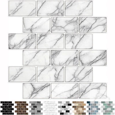 10-Sheet backsplash Tile for Kitchen Peel and Stick,12"x12" Self Adhesive Subway - Image 1 of 4