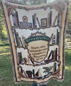 Goodwin Tejedores Abuelo Poema Biblioteca Libros Tapiz Manta De Colección Hecha en EE. UU. - Imagen 1 de 4