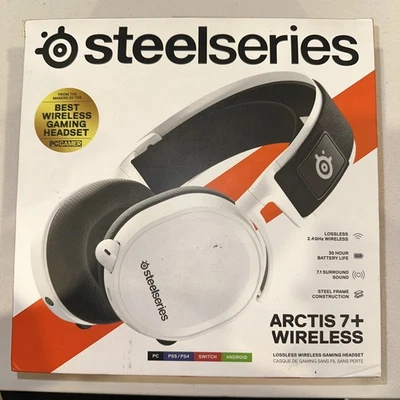 Steelseries Arctis 7+ Lossless 2.4 GHz Wireless Gaming Headset White - Grade B - Image 1 of 3