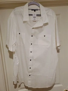 NWT Synrgy (DXL) White Cotton Linen S/S Button Down Mens Shirt 2XL MSRP $49 - Picture 1 of 7