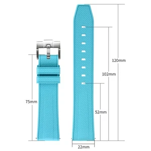 Correa de reloj de liberación rápida de goma FKM con hebilla de plata cepillada 22 mm - Imagen 1 de 30