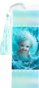 BABY MERMAID/FISH/OCEAN/SEA SHELLS/UNIQUE EXQUISITE LAMINATED BOOKMARK - Foto 1 di 1