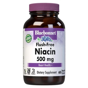 Bluebonnet Flush-Free Niacin 500 Mg 60 Vegetable Capsules, Heart Health - Picture 1 of 4