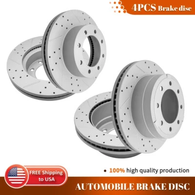 Rotores de freno perforados de disco delanteros y traseros para Ford F-250 F-350 Super Duty 2014-2022 Foto 1 de 4