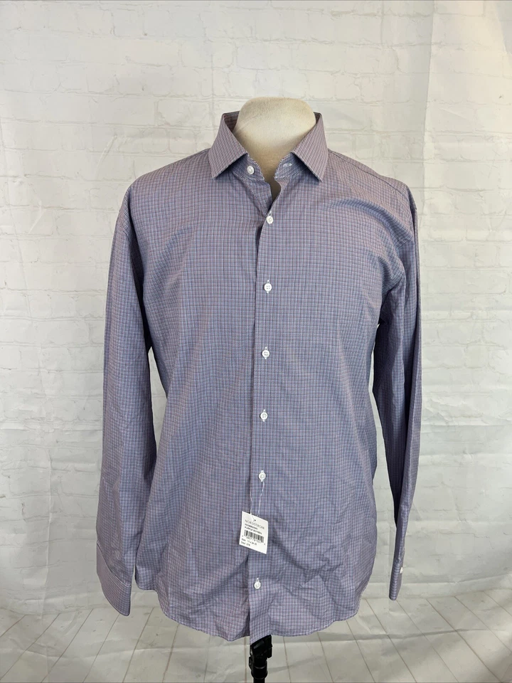 NUEVOS ETIQUETAS Nordstrom 1901 Camisa de vestir de algodón a cuadros azul y rojo para hombre 17 34/35 $108 Foto 1 de 4