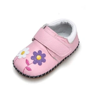 Baby Mädchen Lauflernschuhe 20 ~ECHTES LEDER~Blumen rosa Sandalen Slipper Schuhe - Picture 1 of 3