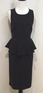 Ann Taylor Azul Marino Ponte Rayas Peplum Top Y Falda Lápiz, Talla XS, 4, NUEVO - Imagen 1 de 12