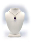  Sterling Silver Synthetic Amethyst Pear Cut Pendant with Necklace 16