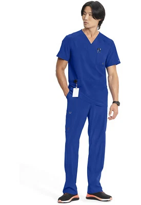 Infinity Men’s Premium Scrub Set V-Neck 3 Pocket Top & Fly Front Straight Pant - Image 1 of 4