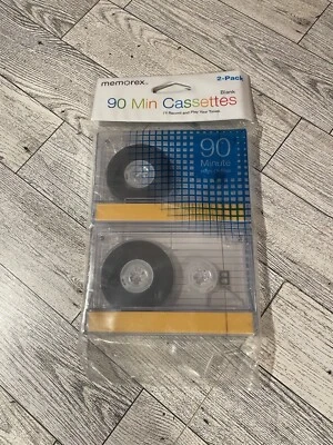 2 Pack Memorex 90 Minute High Output Blank Audio Cassette Tapes New Sealed - Imagem 1 de 2