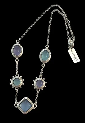 Colar curto Brighton Jules -roxo e azul oval e cristais redondos - tom prata - Imagem 1 de 3