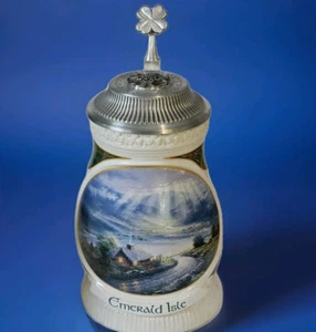 1997 Emerald Isle Thomas Kinkade 7" Lidded Stein COA Number #A4121 Longton Crown - Picture 1 of 13