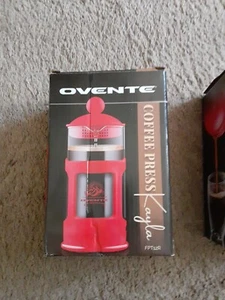 OVENTE French Press 12 oz Coffee & Tea Maker Borosilicate Glass Red FPT12R - Picture 1 of 13
