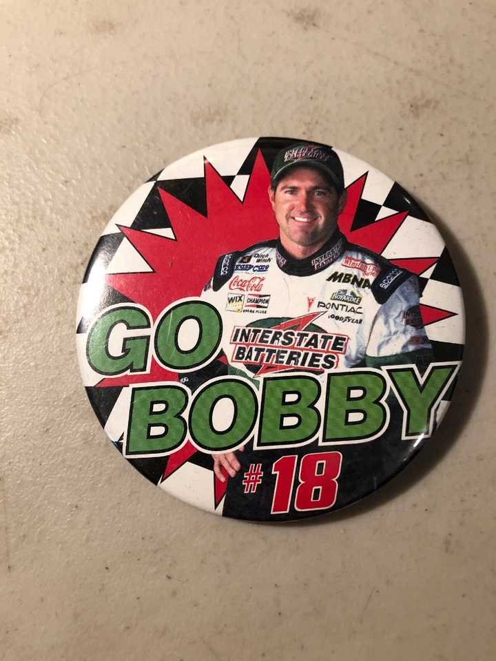 Bobby Labonte #18 Interstate Sponsor Nascar  GO BOBBY  Pin Badge. Rare !! - Image 1 of 2