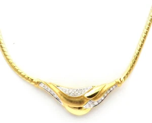 Diamant Collier Avec 0,42 Carats Lupenreinen Brillants En 585 or Jaune L: 44 CM - Picture 1 of 4
