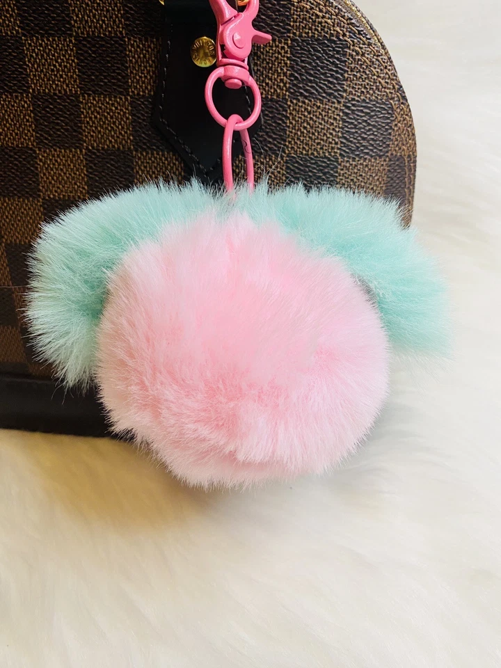 Faux Fur Juicy Peach Pompom Bag Charm Keyring Bag Furry Pendant Keychain Pink - Image 1 of 2