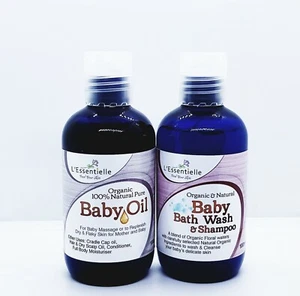 Organic Baby Oil & Baby Wash Shampoo 100ml DUO All Natural - Cradle Cap Eczema  - Picture 1 of 3