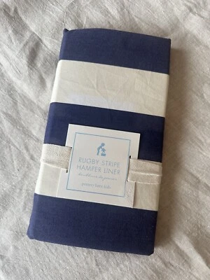 Nuevo en Paquete Pottery Barn Kids Cesta Forro RAYAS DE RUGBY Azul y Blanco LEER Foto 1 de 4
