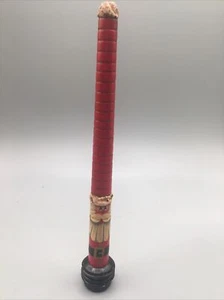 Vintage Folk Art Santa Wooden Yarn Wool Spool Bobbin Christmas Decoration 9” - Picture 1 of 4
