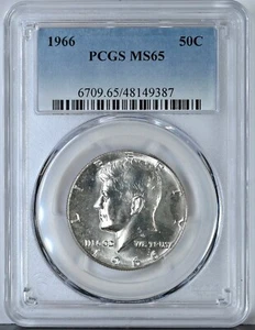 1966 KENNEDY Half Dollar MS65 PCGS Graded 6709 Bright & White 40% Silver Coin - Picture 1 of 2