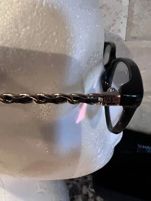 CHANEL CLASSIC NEW 3221 - Q BLACK CAT EYE GLASSES GOLD CHAIN GOLD CC logo BOX - Image 1 of 4