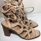 Maiden Lane Leather Mid Calf Lace Up Blush Colored Heels. Size 8. Made In Spain.