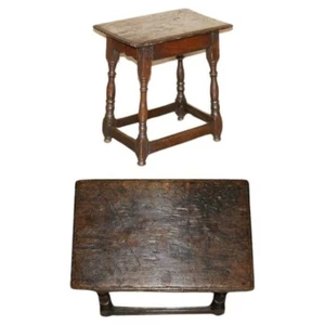 17TH CENTURY ANTIQUE ENGLISH OAK SIDE END LAMP WINE TABLE LOVELY PATINATED TOP - Picture 1 of 19
