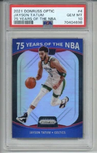 2021 PANINI DONRUSS OPTIC 75 YEARS OF THE NBA JAYSON TATUM CELTICS PSA 10 POP 14 - Picture 1 of 2