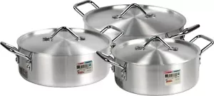 6 PC ALUMINIUM STOCK POT SAUCEPAN CASSEROLE SET 26-28-30cm - Picture 1 of 7
