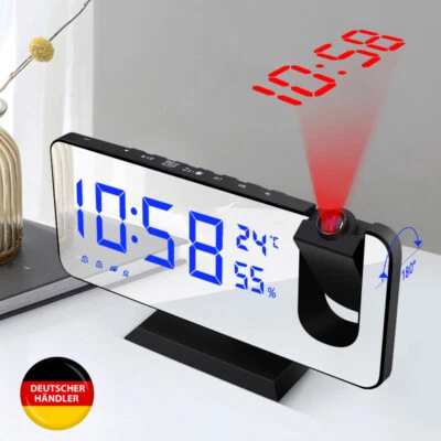 LED Radio Radiowecker mit Projektion Digital Dimmbar Tischuhr Alarm USB NEU DE - Bild 1 von 4