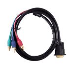 1.5M 4.9Ft VGA 15 Pin Male to 3 RCA RGB Male Video Cable Adapter Black L6L39363